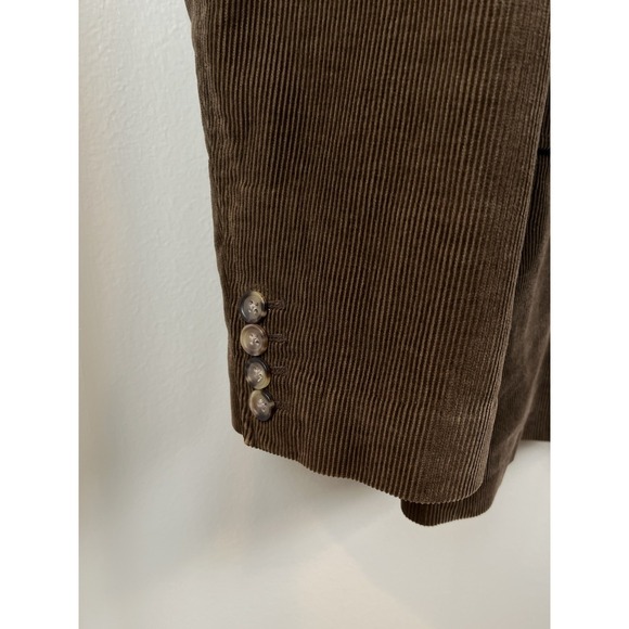 Banana Republic Mens‎ Sz Lg Vtg Y2K Chocolate Brown 3 Button Corduroy Blazer - Picture 4 of 16